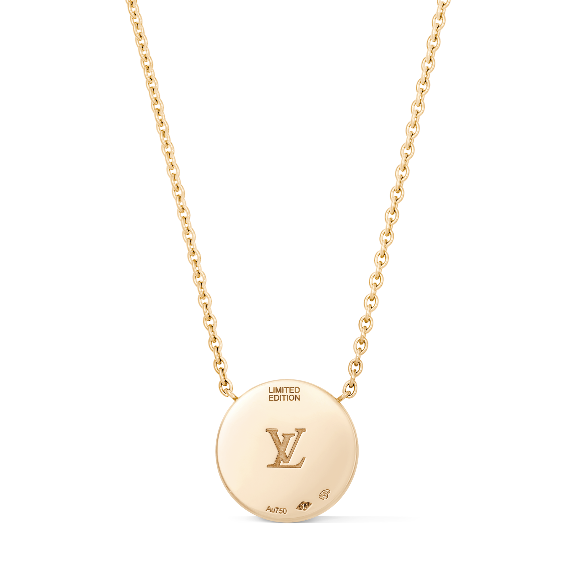 Color Bossom M Sun Pendant, Yellow Gold and White Mother-of-Pearl